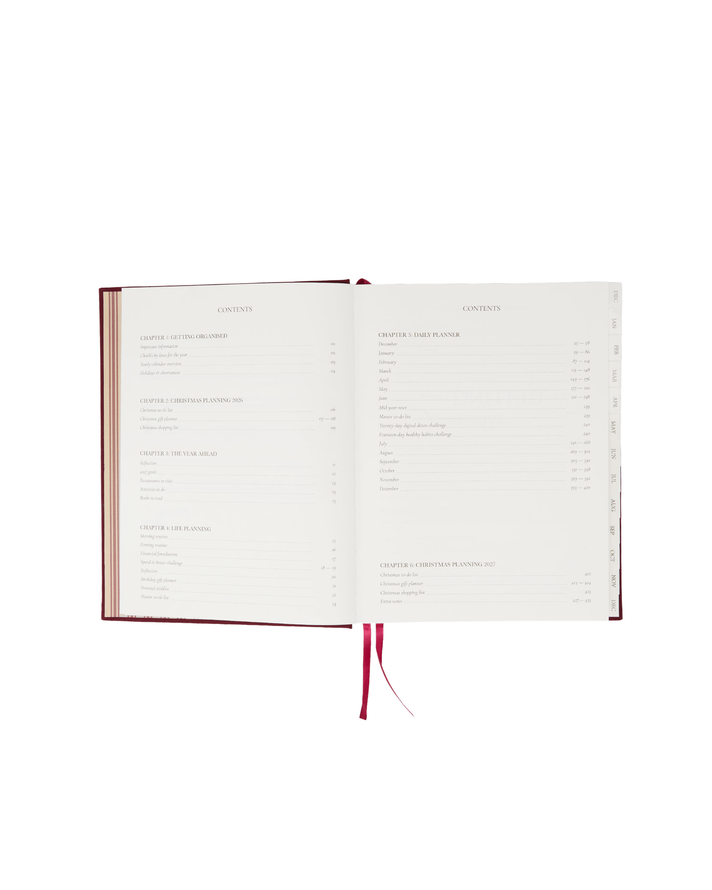 2027 Daily Diary in Cherry Linen