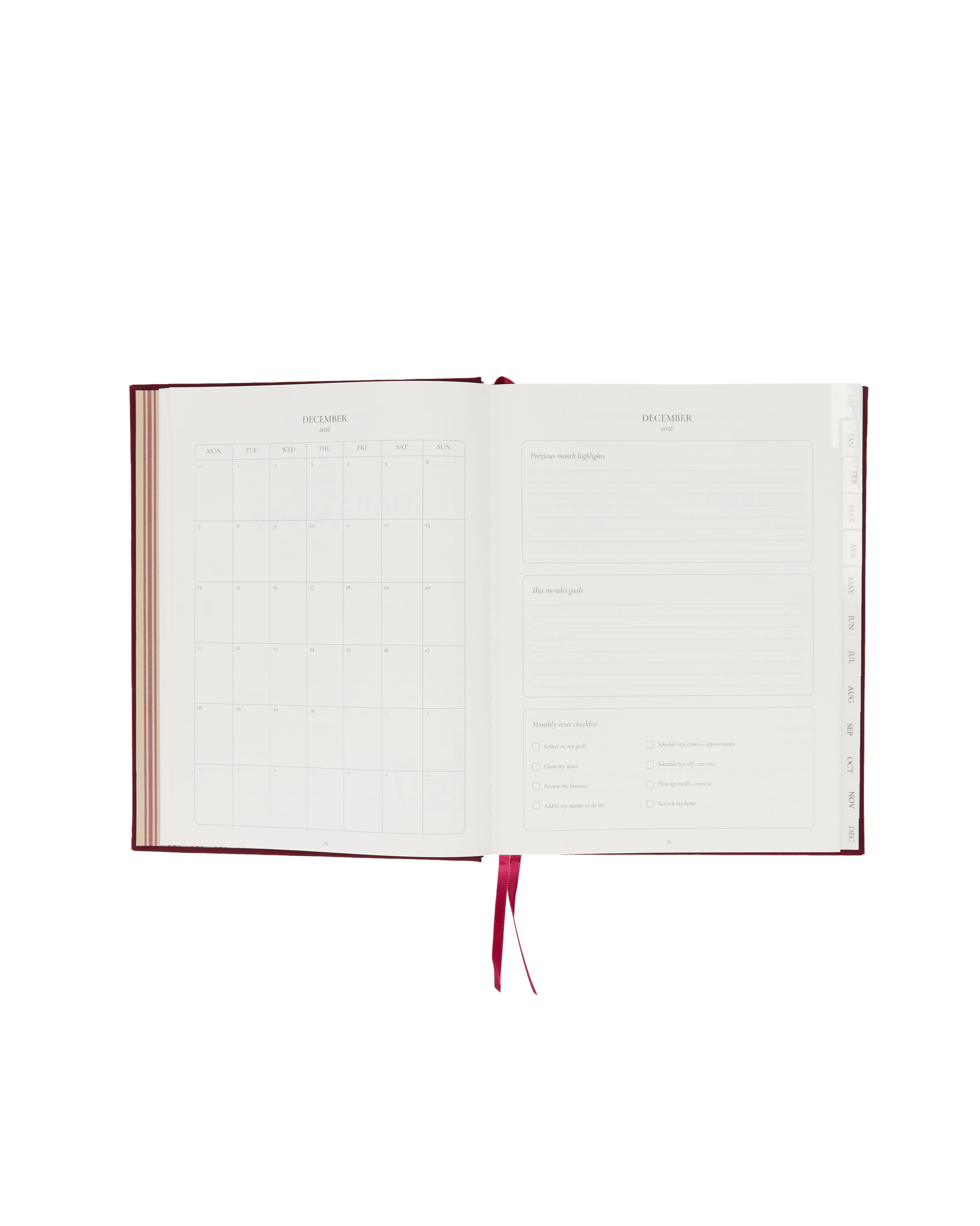 2027 Daily Diary in Cherry Linen