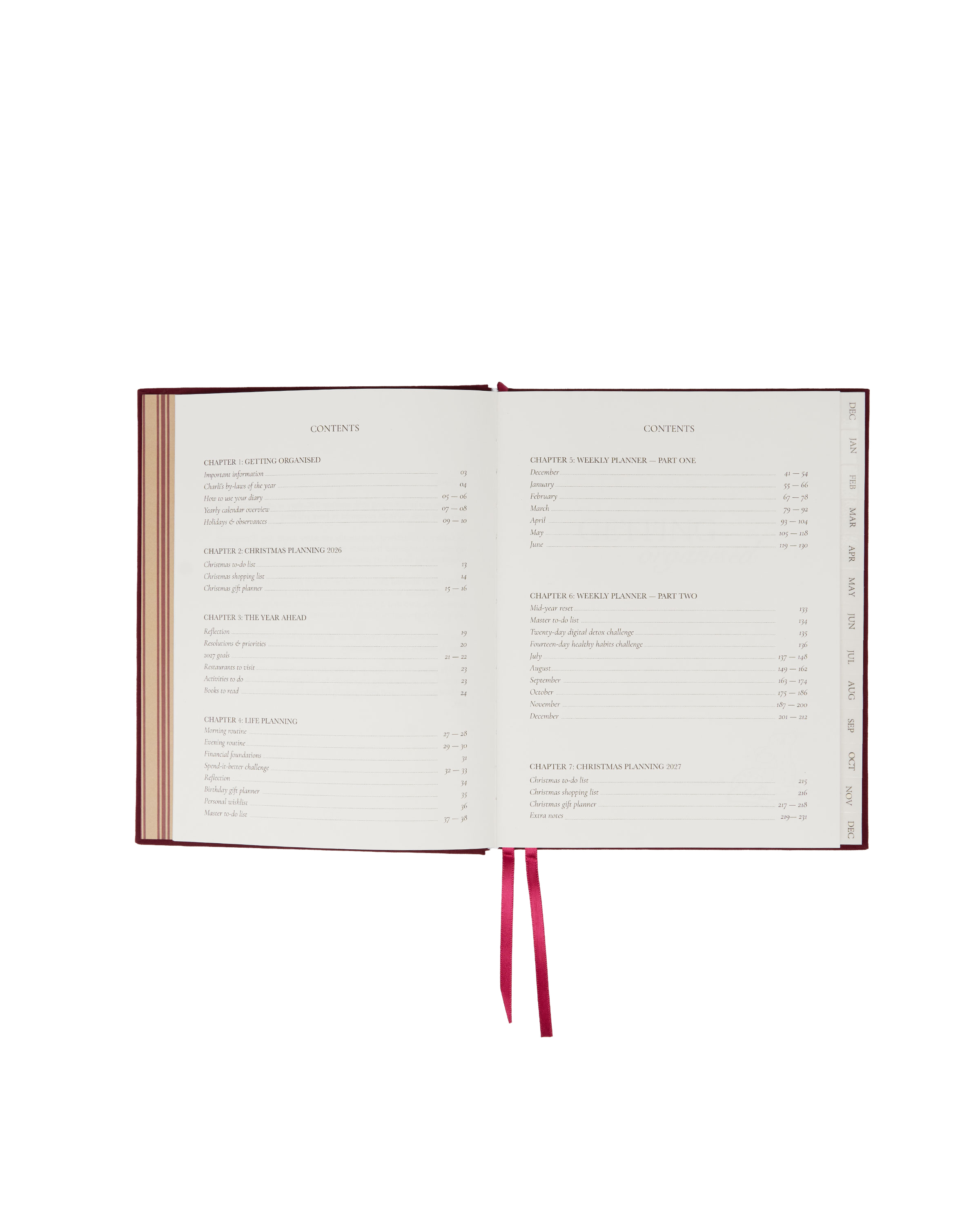 2027 Weekly Diary in Cherry Linen