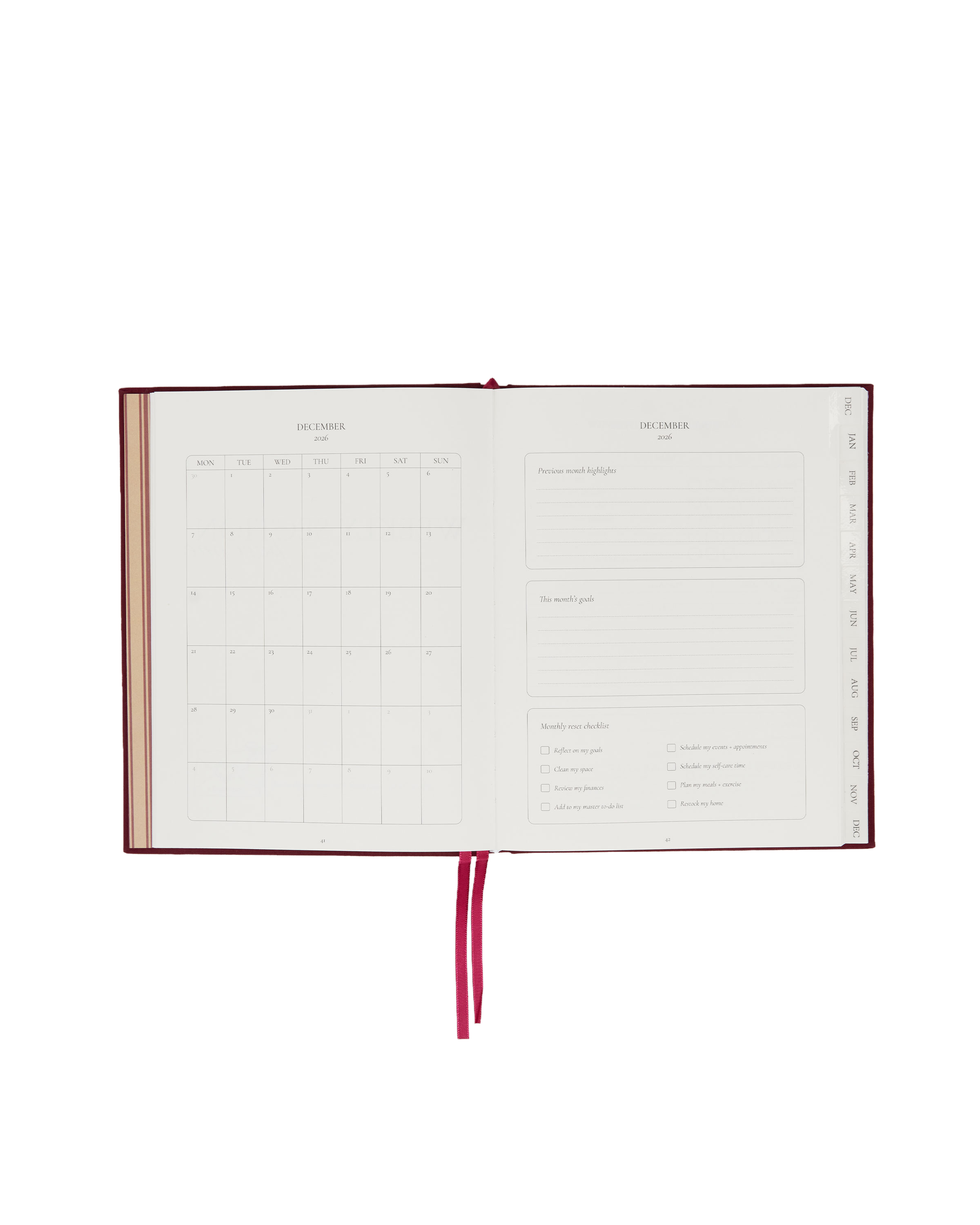 2027 Weekly Diary in Cherry Linen