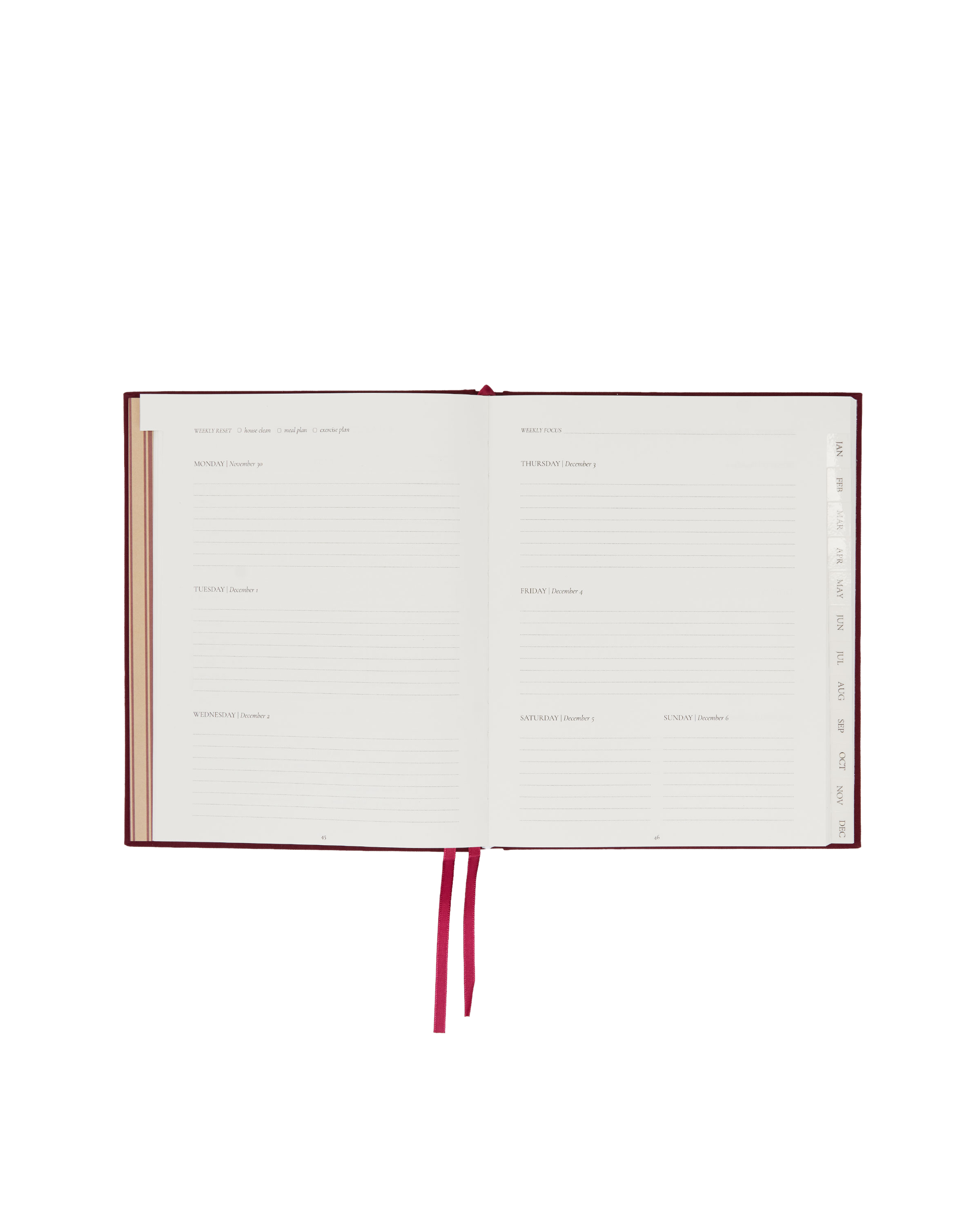 2027 Weekly Diary in Cherry Linen